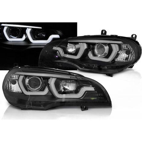 Paire feux phares BMW X5 E70 de 2007 a 2013 TubeLight DRL Noir-32998655