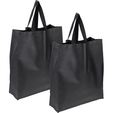 Lot de 4 sacs de courses pliables en tissu non tissé, sacs à provisions résistants, écologiques et de grande capacité (35 x 12 x 41 cm, noir) (1/3)