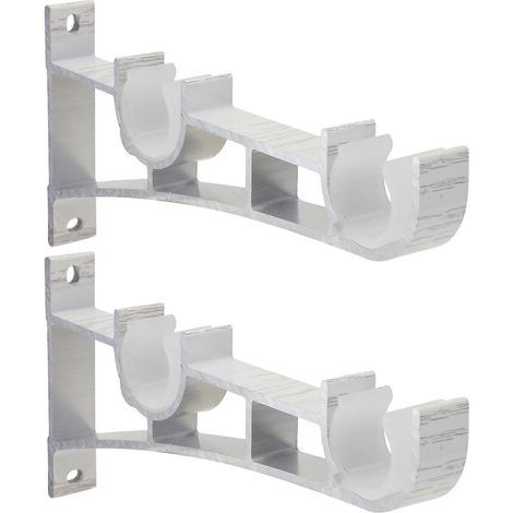 2-teilige Gardinenstangenhalterung, fischförmige Doppelhalterung aus Aluminiumlegierung, Doppelgardinenstangenhalterung (weiß) – 20,00 x 9,20 x 1,50 cm – Weiß (1/2)