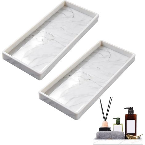 2 Plateaux, Motif Marbre, Silicone, Antidérapant, Pour Salle De Bain, Cuisine