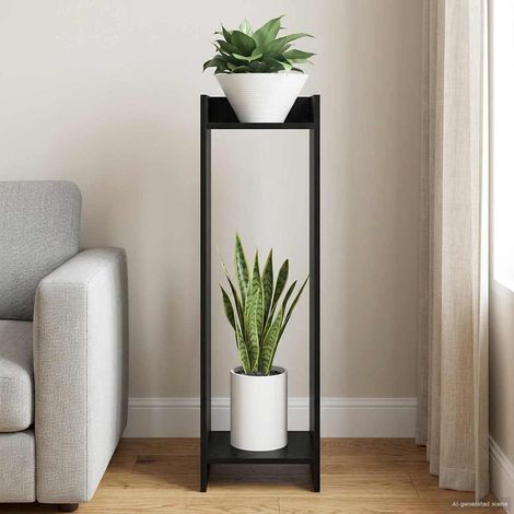 vidaXL Supporto per piante Rovere Nero 30 x 30 x 100 cm