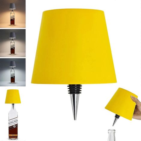 Lampe sans fil pour bouteille, 3 couleurs rechargeables, idéale pour les bars (jaune) (1/5)