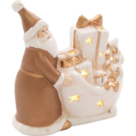 Decorazione Babbo Natale in ceramica con led, 13X6H12 cm (kit da 5) (1/2)