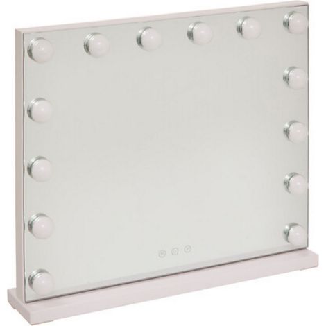 Miroir avec éclairage 14 LED écran tactile coloris Blanc -Longueur 50 x Profondeur 10 x Hauteur 42.5 cm (1/5)