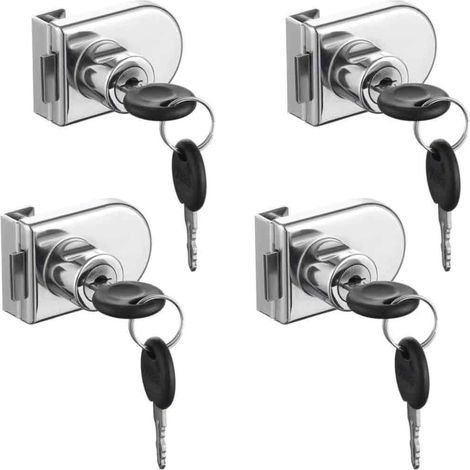 Pack de 4 verrous de sécurité pour vitrine en verre – Alliage de zinc – Épaisseur verre 0,2 à 0,3 pouce – Installation sans perçage (1/5)