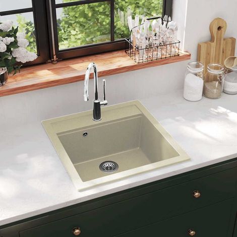 Évier Cuisine - Cuve de cuisine Granit Seul lavabo Beige BV319190 - BonneVie (1/5)