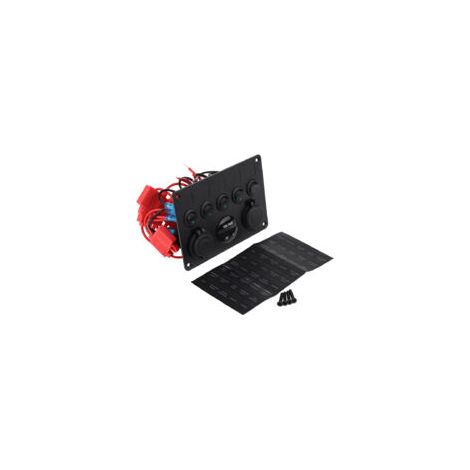 Ede Panneau de commande à interrupteurs à bascule, protection de circuit, double port USB, large gamme d'applications, panneau de commande à 5 pôles pour véhicules électriques 12V-24V (1/2)