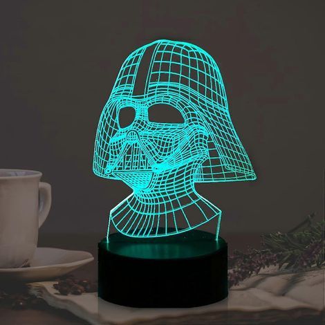 Lampe Chevalier Noir pour Chambre de Garçon, Veilleuse 3D Dessin Animé Dark Vador Guerrier Sombre LED 7 Couleurs, Télécommande USB, Lampe de Table, Ambiance Fêtes RGB (1/5)