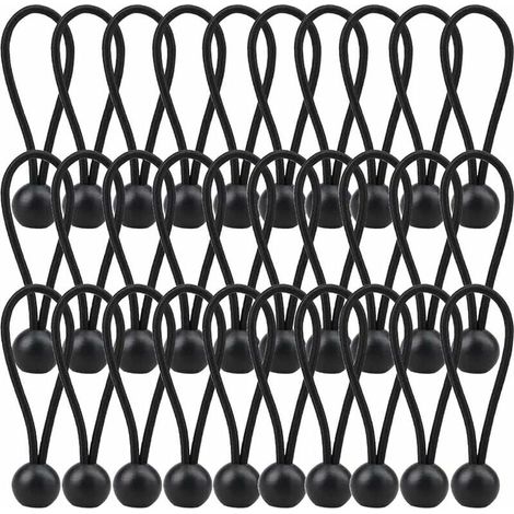 30 cuerdas elásticas para lona de 140 mm, para carpas, carpas y cortinas, color negro. (1/5)