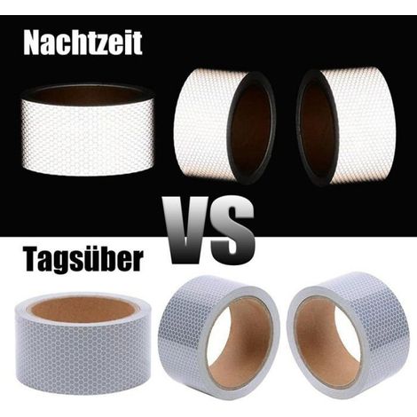 Bande Réfléchissante Autocollante Blanc 5cm x 10m - Ruban Adhésif Reflechissant pour Casque Moto, Camions, Remorques et V (1/5)