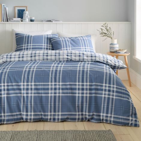 Parure de lit Simple réversible avec Housse de Couette et taie d'oreiller Bleu (1/5)
