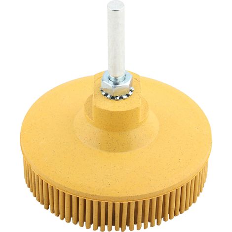 Disque à poils de 7,6 cm (3 pouces) en caoutchouc émeri, brosse abrasive, meule de polissage et de meulage, jaune
