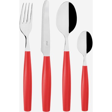 Set de 24 couverts en acier inoxydable avec manche PVC Exagona - Rouge