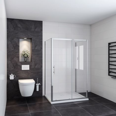 Océan Cabine de douche en forme U 140x100x100x190cm une porte de douche coulissante + 2 parois latérales (1/5)