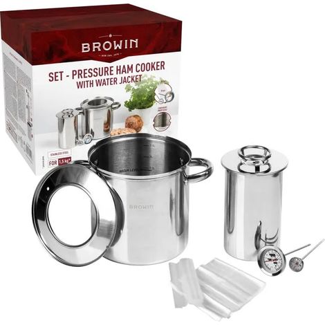 Juego con camisa de agua - olla para cocinar jamón de 1,5 kg + olla