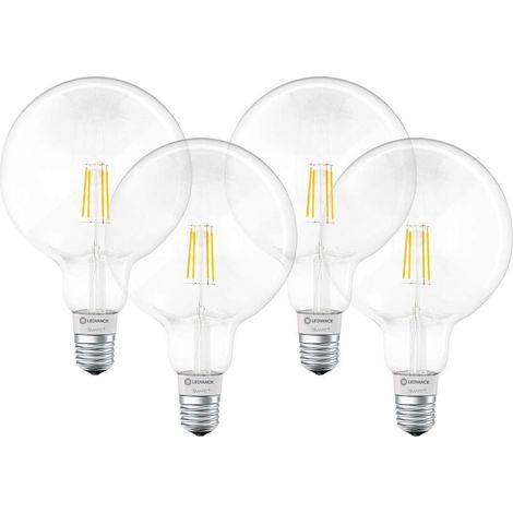 LEDVANCE Lampada LED Smart+, tecnologia Bluetooth, globo filament, E27, dimmerabile, bianco caldo, 2700 K, sostituisce lampadine da 50 W, controllabili con Alexa, Google e Apple, confezione da 4 (1/5)