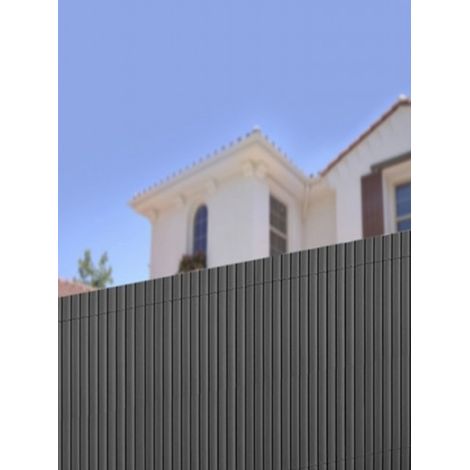 Comercial Candela – Canisse brise vue PVC 1x3 m gris – 95% d'occultation – Lattes de 11 mm – Résistant aux intempéries et UV – Liens de fixation inclus