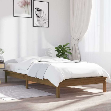 vidaXL Estructura de cama individual madera pino marrón miel 90x190 cm (1/5)