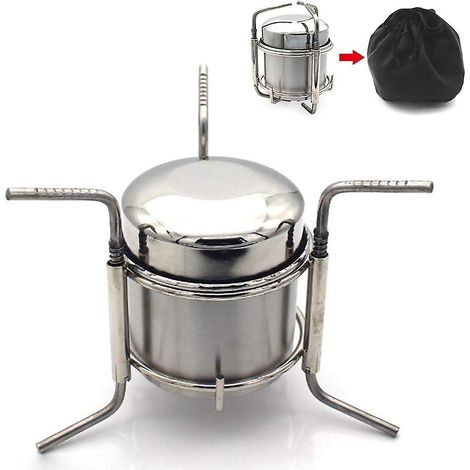 Réchaud à alcool portable en acier inoxydable pour le camping, les pique-niques et les barbecues. (1/5)