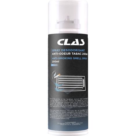 Spray percutable désodorisant anti-odeur tabac 200ml - CO 6255 - CLAS Equipements