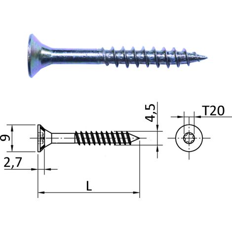 1000 Stück JD Spanplattenschrauben I-Stern (Torx) T20 Ø 4,5 mm L: 20 mm