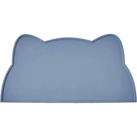 Tapis en silicone antidérapant pour gamelles de petits chiens – étanche, bords surélevés, facile à nettoyer (bleu, 45,5 × 25,5 cm) (1/5)