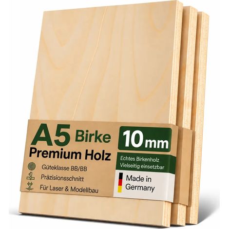 8x Sperrholz 10 mm im Format DIN A5 - für Möbel- und Modellbau (1/5)