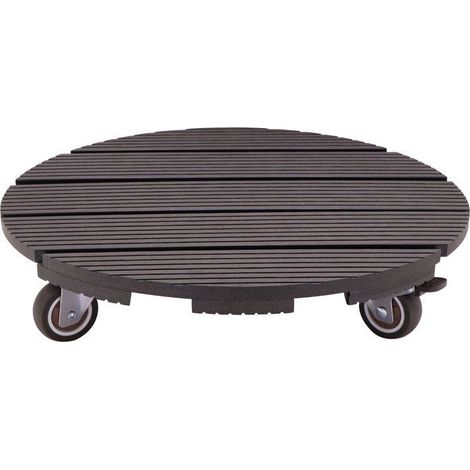 Support de pot a roulettes - NATURE - WPC - H8,6 x Ø38 cm - 4 roulettes - Anthracite (1/4)