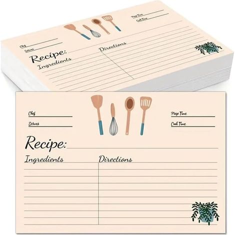 Recipe Card Set 4 x 6 Made of 100 Printed on Both Sides Thick Cardboard Recipe Card Set as a Gift for Mother, Sister, Daughter, Girlfriend (1/5)