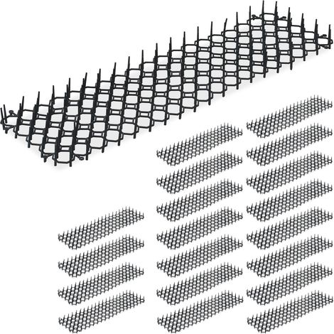 Relaxdays Anti Cat Spike Mat, Set of 20, Fox Deterrent, Protection for Garden Beds, Animal Repellent, Plastic, Black