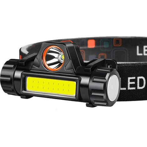 Lampe Frontale LED Rechargeable COB Frontale Lampe,   Imperméable Torche Frontale pour Cyclisme, Pêche, Course, Camping [Classe énergétique A++] (1/4)