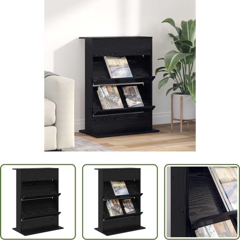 Bücherregal - Magazinregal Schwarz Eichen-Optik 70 x 41 x 96 cm Holzwerkstoff (1/5)