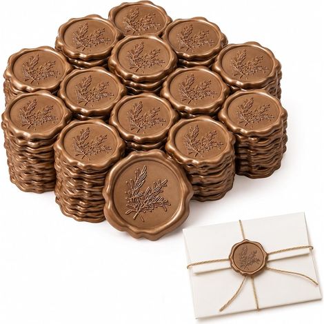 50 Pieces Gold Wax Seals, Self-Adhesive Wax Seals, Wax Seals for Wedding Invitations, Gifts, Vintage Letters, 3 cm Diameter (1/5)