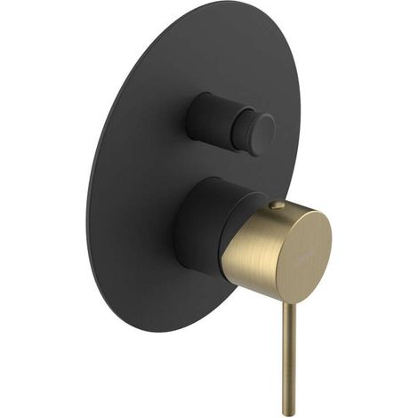 Sapho Ultramix - Mitigeur encastré 2 sorties, avec corps d’encastrement, noir mat/doré mat UT042BG (1/2)
