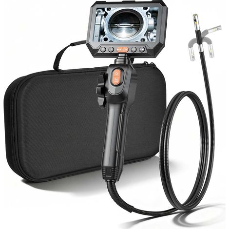 VEVOR Telecamera Endoscopica Articolata a Doppia Lente con Luce, Sonda Sottile da 6,2 mm, Schermo IPS HD da 5'', Funzione Schermo Diviso, Zoom 8x, Cavo Impermeabile IP67 da 1,5 m, per Auto e Idraulica (1/5)