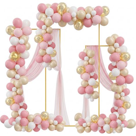 FLASIDU Lot de 3 Support d'arche métallique, Forme d'arche carrée, Utilisé pour décorer les ballons, les fleurs, le tulle, les guirlandes et s lumineuses LED, 2 mètres + 1,8 mètre + 1,5 mètre, Doré (1/5)