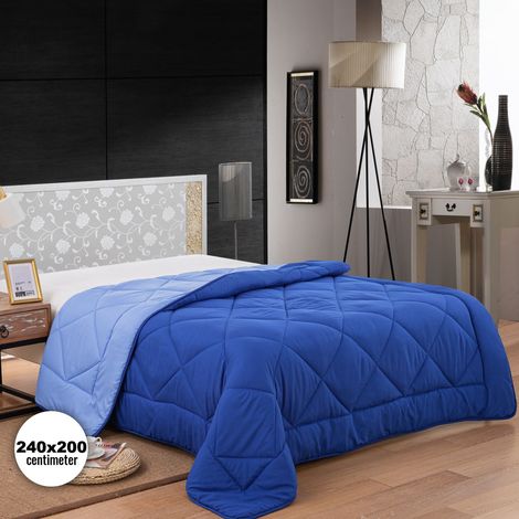 Herzberg HG-2420BCO: Piumino Bicolore in Microfibra - 240x200cm Blu (1/5)