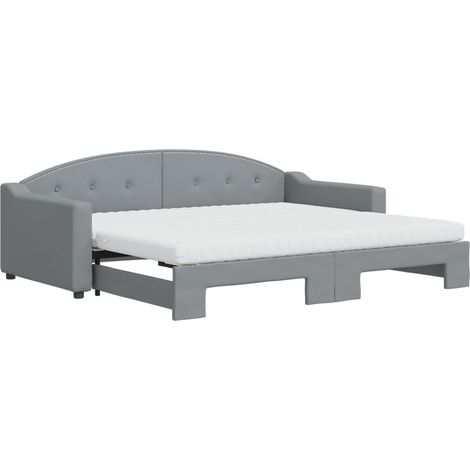 Maison Exclusive - Lit de jour avec gigogne et matelas gris clair 90x200 cm tissu