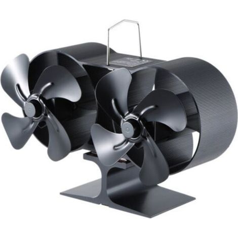 Ventilateur double pour poêle à bois, écologique, alimenté par la chaleur, en alliage d'aluminium, transfert d'air chaud horizontal, vitesse réglable