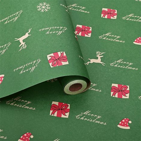 Wrapping Paper - Santa Claus Design - 500 x 50 Cm - Heavyweight Kraft-Style Paper - Christmas Eve Gift Wrapping - 1 Roll (1/5)
