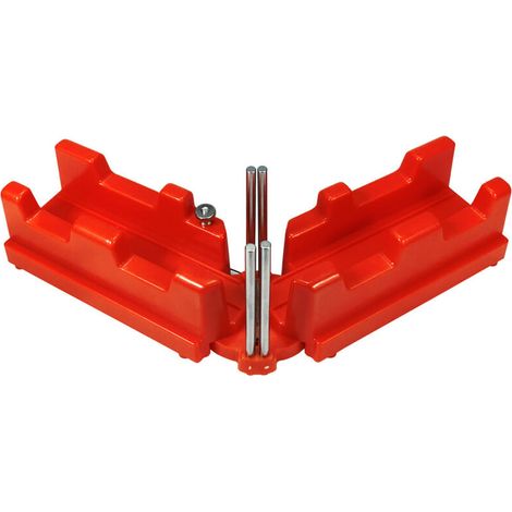 Équerre à onglet et boîte à onglets, produit 2 en 1 pour une pose précise des plinthes – Angles de 85 à 180 degrés (rouge)