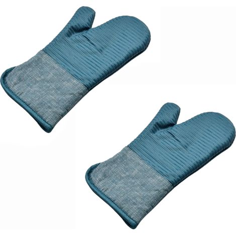 gants anti-brûlures en silicone bleu uni pour micro-ondes (gants plats à doigts, vendus à l'unité)