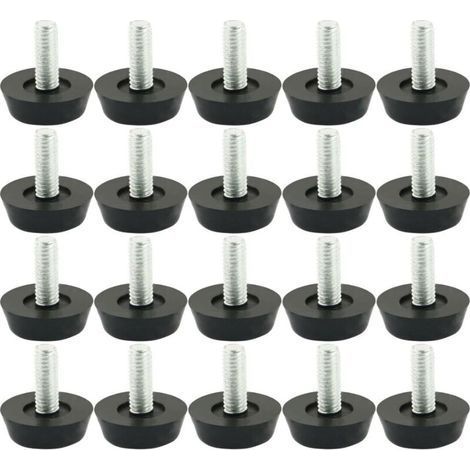 Linghhang – Piedini di livellamento regolabili M6 x 20 mm – Confezione da 20 – Avvitabili per mobili – Metallo e plastica – Protezione della superficie – 20 pezzi (1/5)