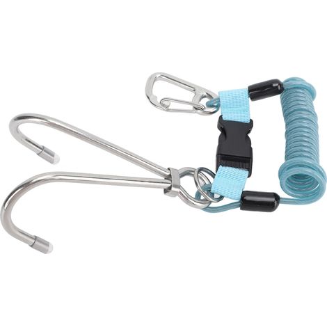 Mousqueton de plongée à ressort en acier inoxydable avec mousqueton double et boucle à dégagement rapide, accessoire de plongée bleu (1/5)