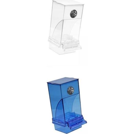 Lot de 2 Mangeoires Automatiques pour Oiseaux Transparentes et Bleues (1/4)