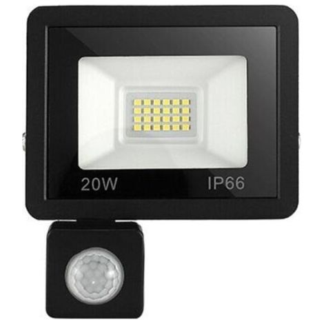 Projecteur LED extérieur 20W IP66 avec détecteur de mouvement et réglage manuel, aluminium et verre trempé, lumière 6500K pour jardin, terrasse, pelouse (1/4)
