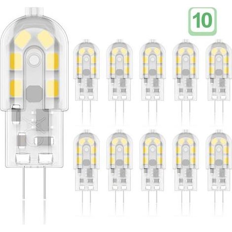 Osqi – G4 2W LED-Lampe, entspricht 20W Halogen – Warmweiß 3000K – 200 lm – 10er-Pack – Energiesparlampe A+ (1/2)