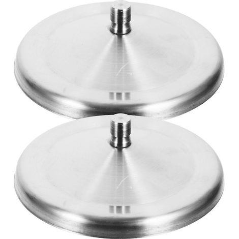 Lot de 2 couvercles de tasse en acier inoxydable durable de 10 cm, couvercles de tasse en silicone anti-poussière (argenté)-10.00X10.00X3.20CM-Silver (1/4)