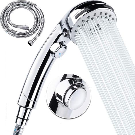 Douchette à main avec 5 réglages, haute pression, bouton pause et flexible, pour une utilisation quotidienne dans la salle de bain.-AquaForge (1/3)