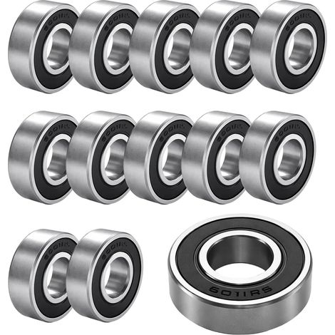 Kugellager 6001 1RS – 12er-Pack – Gehärteter Stahl – Abgedichtet und vorgeschmiert – Für Motoren und Maschinen – 12 x 28 x 8 mm (1/5)